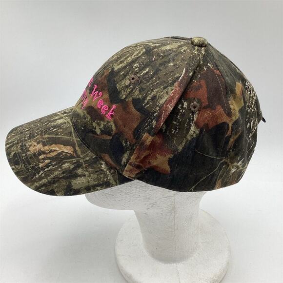 Camo Cap Pink Embroidery Adjustable Unisex Hat - Picture 2 of 8